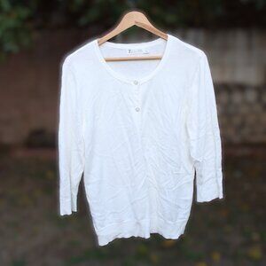 7th Avenue NY&Co White Cardigan Sweater XL